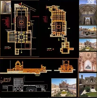 پلان مسجد مدرسه آقابزرگ کاشان