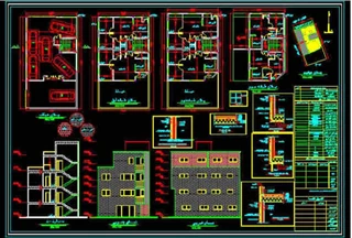 دانلود, پلان آپارتمان 4 طبقه ی 6 واحدی