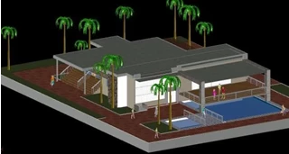 3d اتوکد طرح معماری ویلای مدرن