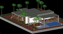 3d اتوکد طرح معماری ویلای مدرن